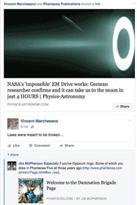 Screen of pHantacea share from Vince Marchesano, 2016