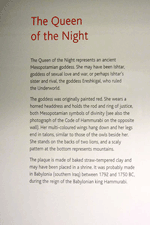 Birish Museum plaque for Queen of the Night display, photo by Jim McPherson, 2012