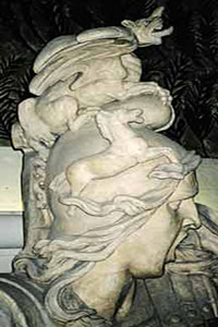 Bust of a Helios type with an All-like creature on his head; photo taken by Jim McPherson in the Musee D'Orsay, Paris 2004