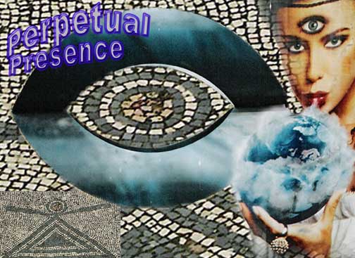 Collage of Pyrame Silverstar as 'The Perpetual Presence', prepared on PHOTOSHOP by Jim McPherson, 2005