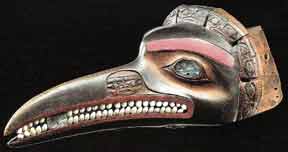 A raven's head such as Manitoulin has on his walking stick, scanned in from a postcard bought at the Louvre Museum, Paris 2004