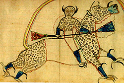 1880 drawing of horned thunder being