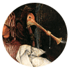 Trumpeter from Temptation of St Anthony, Bosch, Lisbon, scanned in from a calendar