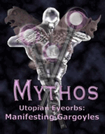 Mythos collage with gargoyles and caduceus