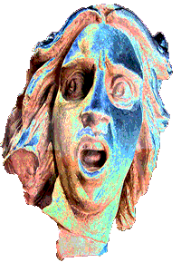 Solarized gif of a head carved by Rude of Lady Liberty, taken in the Musee D'Orsay by Jim McPherson, 2014
