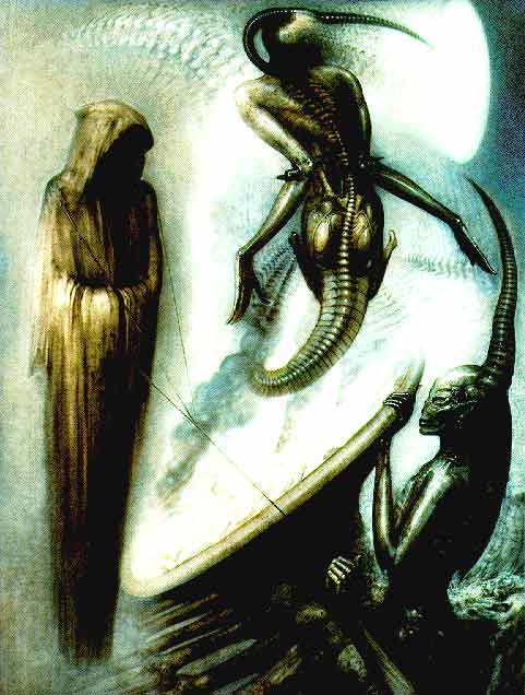 [H.R. GIGER'S PAINTING OF CHARACTERS REMINISCENT OF SOME OF THOSE FOUND IN <b>HELIODYSSEY</b> -- IMAGE TAKEN FROM THE WEB]