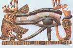 [SHOT OF UDJAT, THE MYSTIC EYE OF HORUS, PART OF THE TREASURES OF TUTANKHATEN AS FOUND IN THE CAIRO MUSEUM, SCANNED IN FROM A POSTCARD BY JIM MCPHERSON, YEAR 2000]