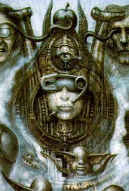 [H.R. GIGER'S PAINTING OF SOMEONE WHO MAY LOOK A LITTLE LIKE DIVINE COUERANNA -- IMAGE TAKEN FROM THE WEB]