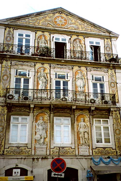 Two shots, one digital, one not, taken in Lisbon of facade of a onetime Masonic Lodge, taken by Jim McPherson, 2008