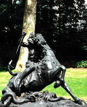Photo of a statue of a Sundown-like figure shot in London by Jim McPherson, 2003