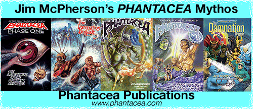 Banner ad for Phantacea Comic Books, cover artwork mostly by Ian Bateson